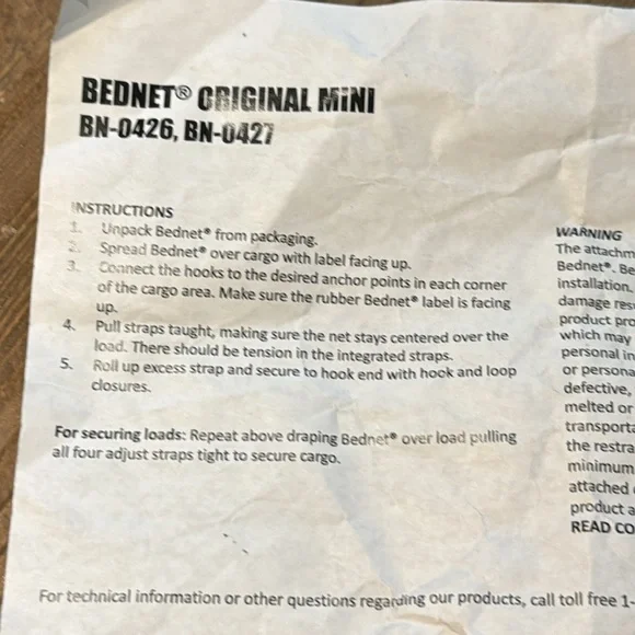 Bednet Cargo Control Solutions Original Mini BN-0426, BN-0427 - Picture 6 of 6